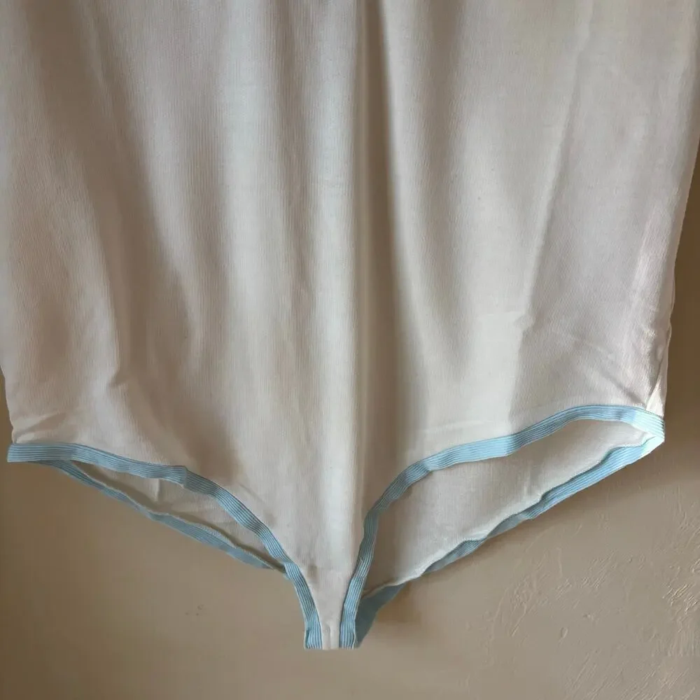 NWT Intimately Free People Cozy Cool Girl Tank Bodysuit Ivory Blue Size XL